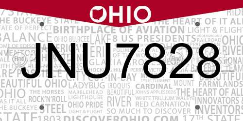 JNU7828 Ohio License Plate