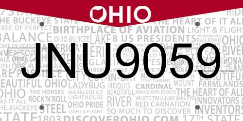 JNU9059 Ohio License Plate