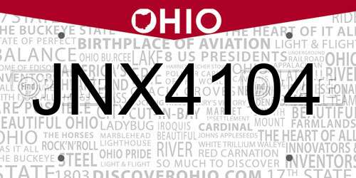 JNX4104 Ohio License Plate