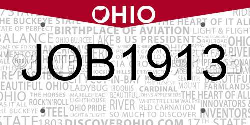 JOB1913 Ohio License Plate