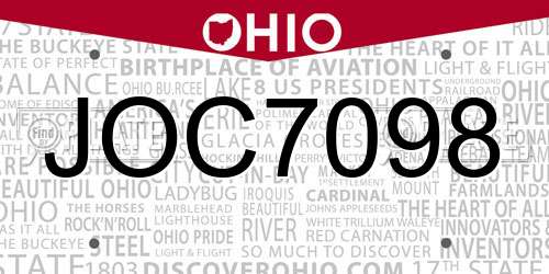 JOC7098 Ohio License Plate