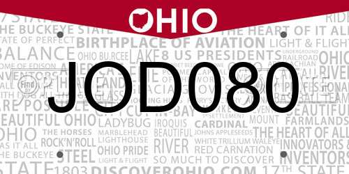JOD080 Ohio License Plate