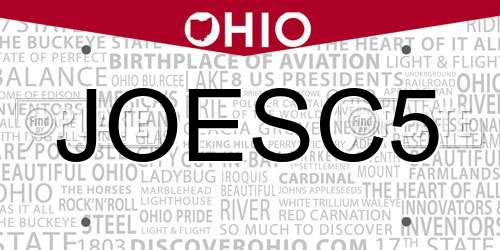 JOESC5 Ohio License Plate