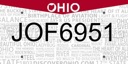 JOF6951 Ohio License Plate