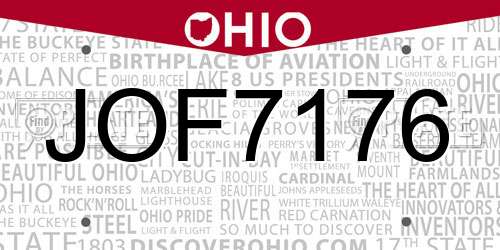 JOF7176 Ohio License Plate