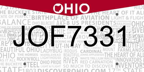 JOF7331 Ohio License Plate