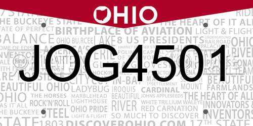 JOG4501 Ohio License Plate