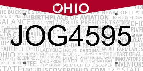 JOG4595 Ohio License Plate