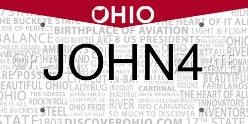 JOHN4 Ohio License Plate