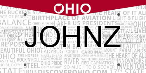 JOHNZ Ohio License Plate