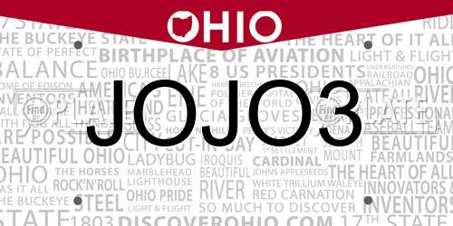 JOJO3 Ohio License Plate
