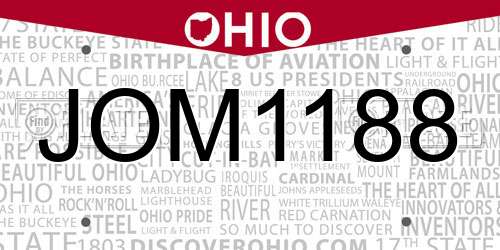 JOM1188 Ohio License Plate