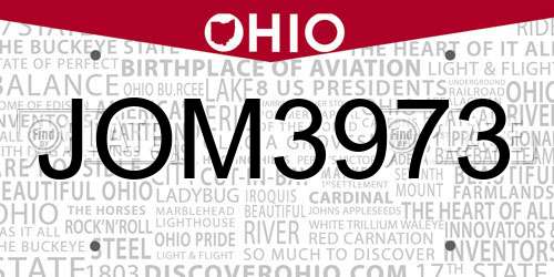 JOM3973 Ohio License Plate