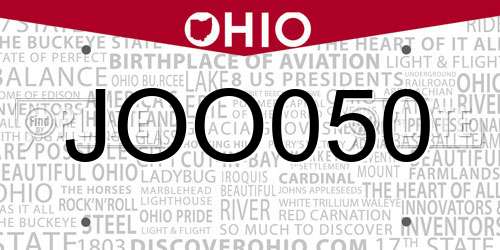 JOO050 Ohio License Plate