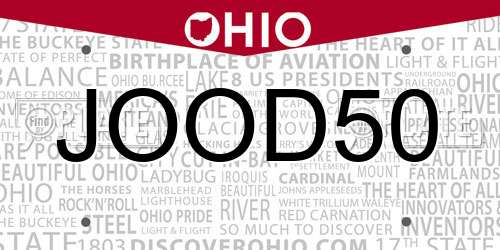 JOOD50 Ohio License Plate
