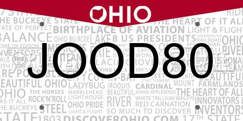 JOOD80 Ohio License Plate