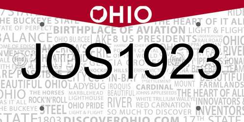 JOS1923 Ohio License Plate