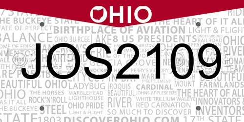 JOS2109 Ohio License Plate