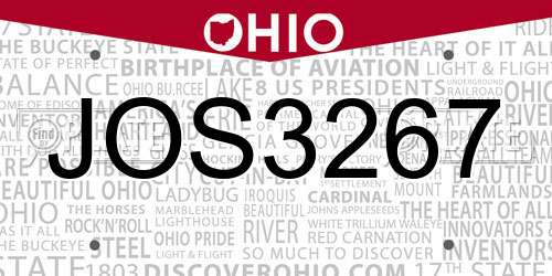 JOS3267 Ohio License Plate
