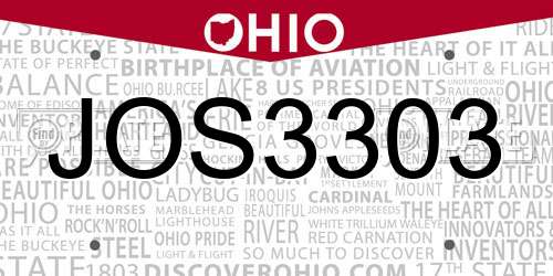 JOS3303 Ohio License Plate