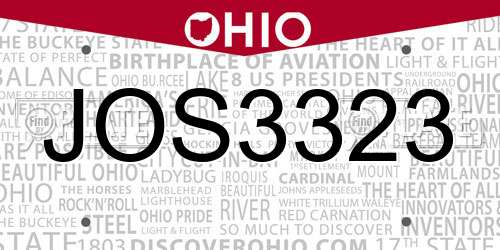 JOS3323 Ohio License Plate
