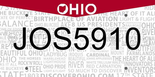 JOS5910 Ohio License Plate