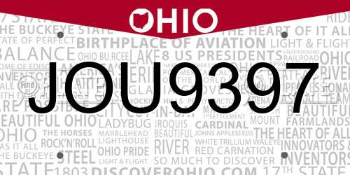 JOU9397 Ohio License Plate