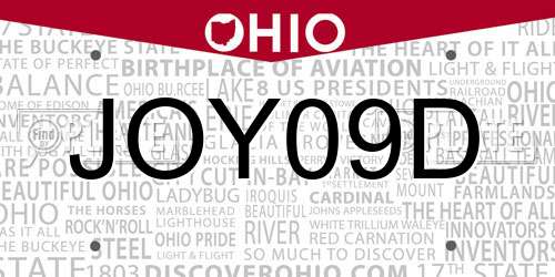 JOY09D Ohio License Plate