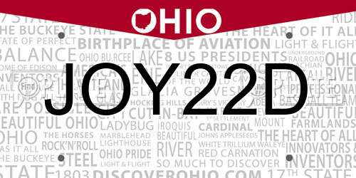 JOY22D Ohio License Plate