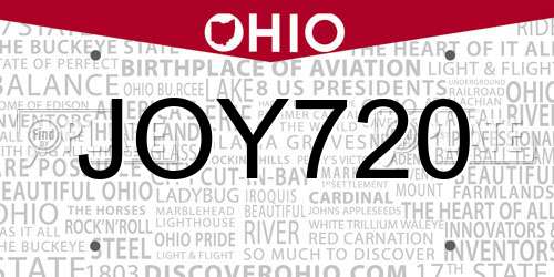 JOY720 Ohio License Plate
