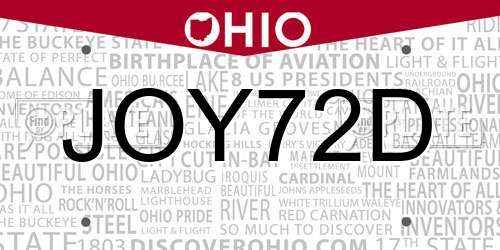 JOY72D Ohio License Plate