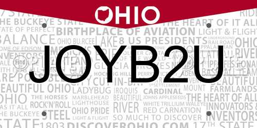 JOYB2U Ohio License Plate