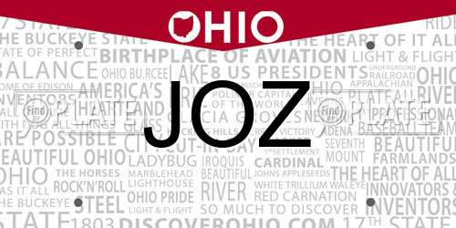 JOZ Ohio License Plate