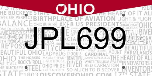 JPL699 Ohio License Plate