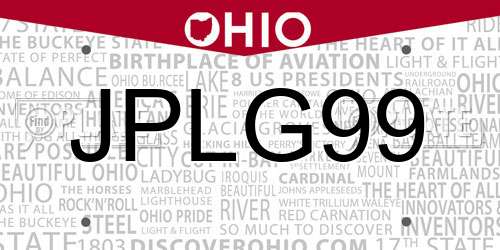 JPLG99 Ohio License Plate