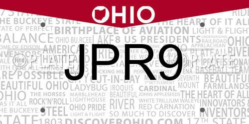 JPR9 Ohio License Plate
