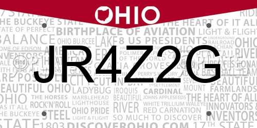 JR4Z2G Ohio License Plate