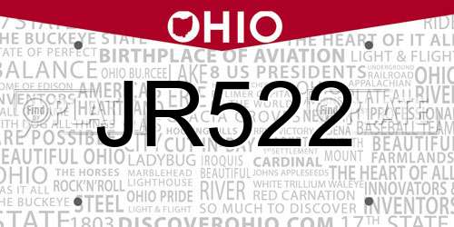 JR522 Ohio License Plate