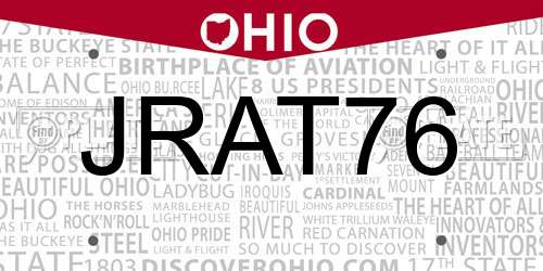 JRAT76 Ohio License Plate