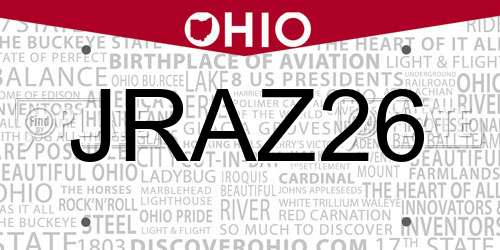 JRAZ26 Ohio License Plate