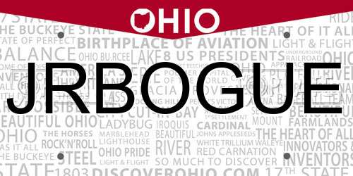 JRBOGUE Ohio License Plate