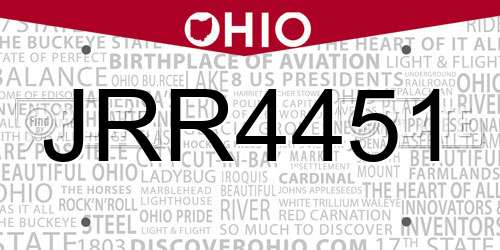 JRR4451 Ohio License Plate