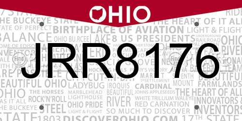 JRR8176 Ohio License Plate