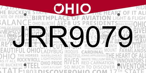 JRR9079 Ohio License Plate