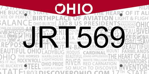 JRT569 Ohio License Plate