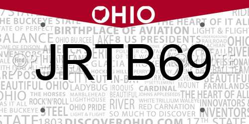 JRTB69 Ohio License Plate