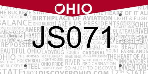 JS071 Ohio License Plate