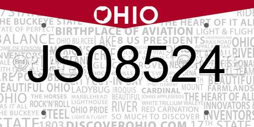 JS08524 Ohio License Plate