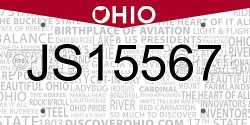JS15567 Ohio License Plate