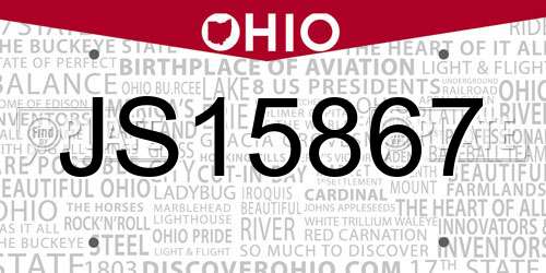 JS15867 Ohio License Plate